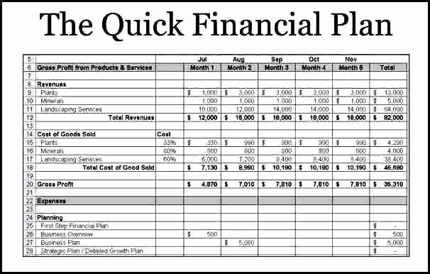 financial plan in business plan